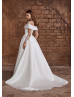 Long Sleeves Ivory Lace Satin Wedding Dress